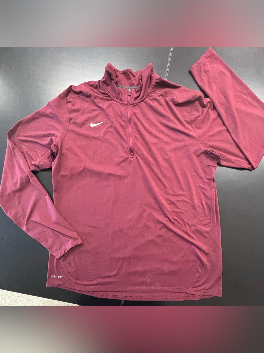Nike Men's Maroon Quarter-Zip Performance Pullover - Picture 2 of 6